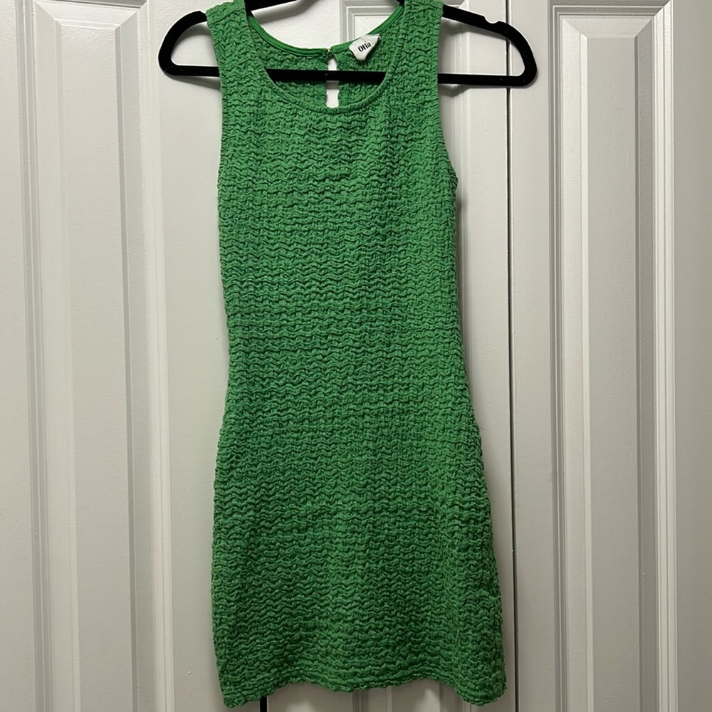 Green Textured Knit Dress